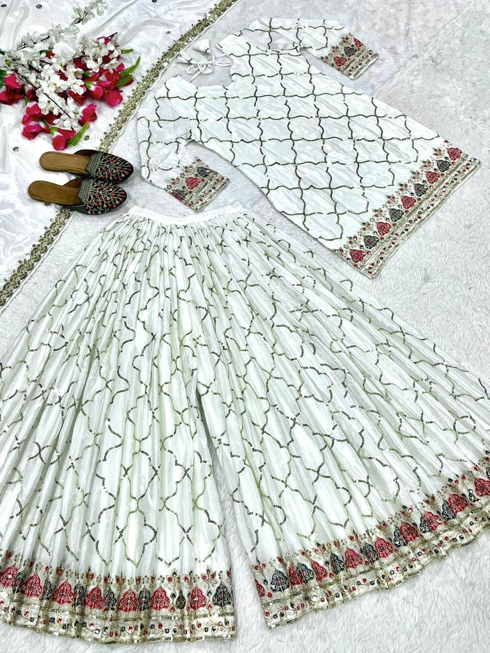 Bridal Sophistication: The Ivory Lattice Ceremonial Gharara